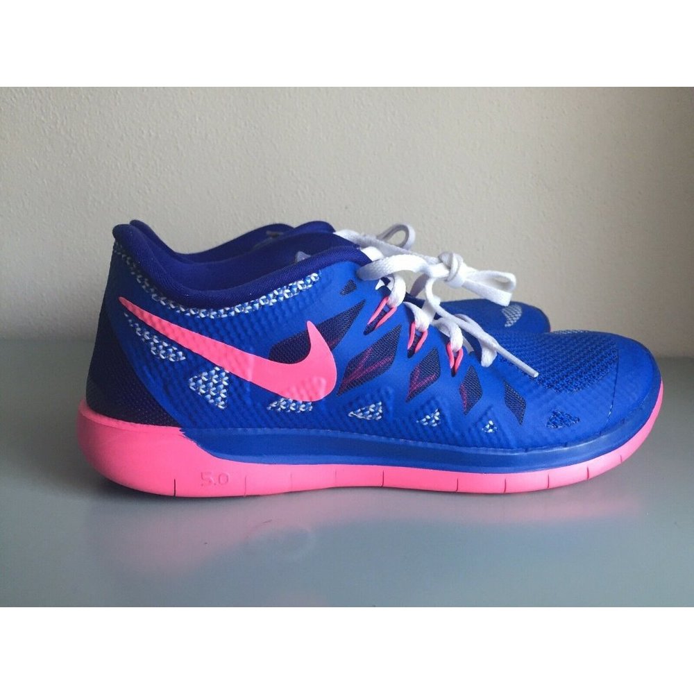 Nike Free 5.0 Womens Size 8.5 Running Shoe Blue Pink 644446-400 (7Y GS) Barefoot